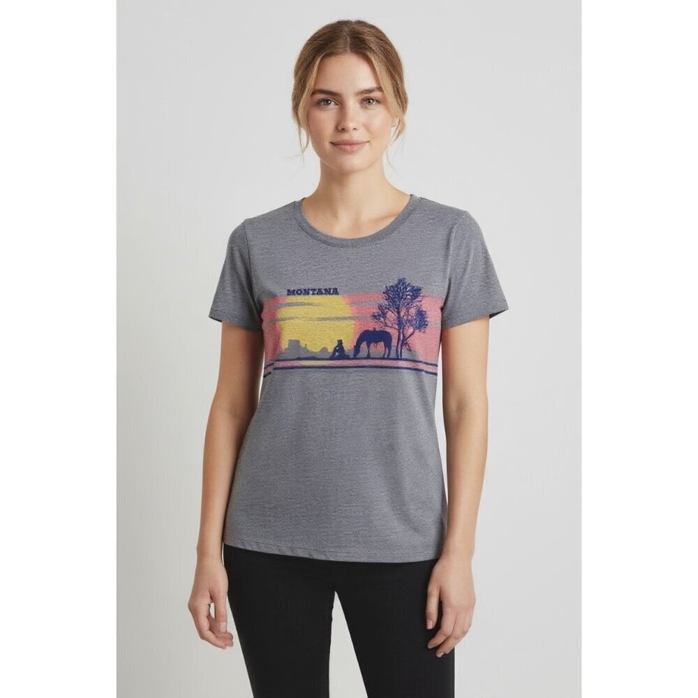 Chaser Gray “Montana Sunset” Graphic Cotton T-Shirt Sz S NWT